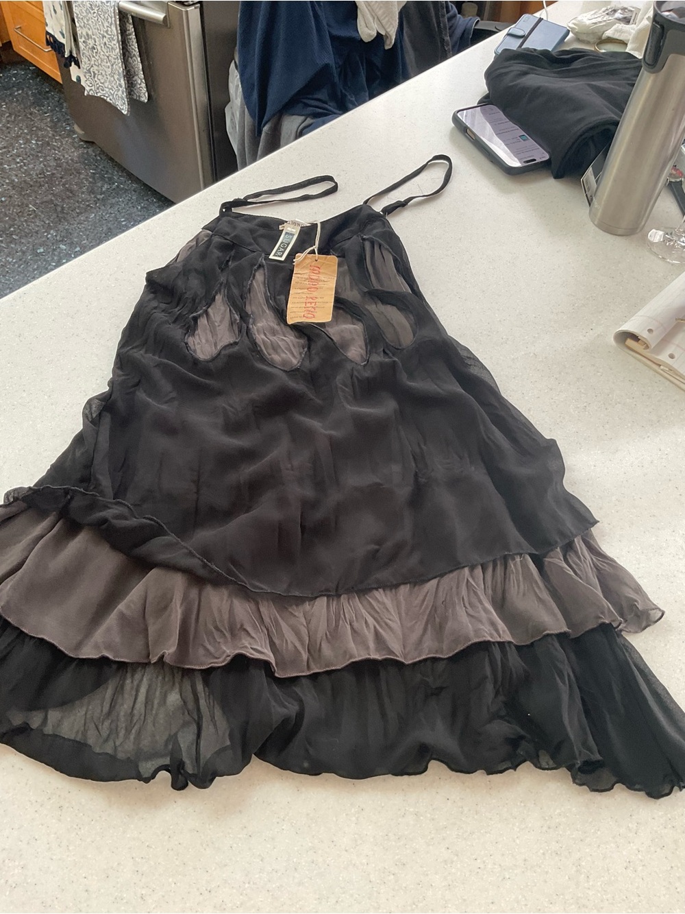SUGAR Monoreno Black Sheer Strappy Dress with Hang Tag
